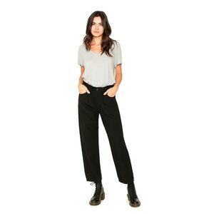 NWT Free People x Sandrine Rose Wide Leg Cropped High Rise Black Button Fly Pant